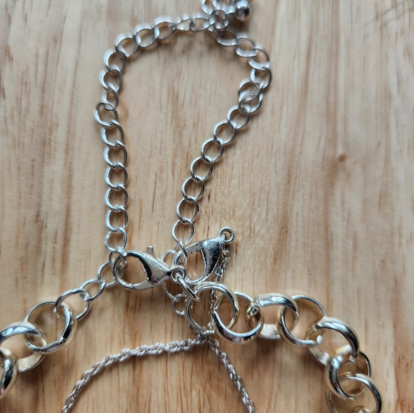 Necklace double chain silver tone - Picture 4 of 4
